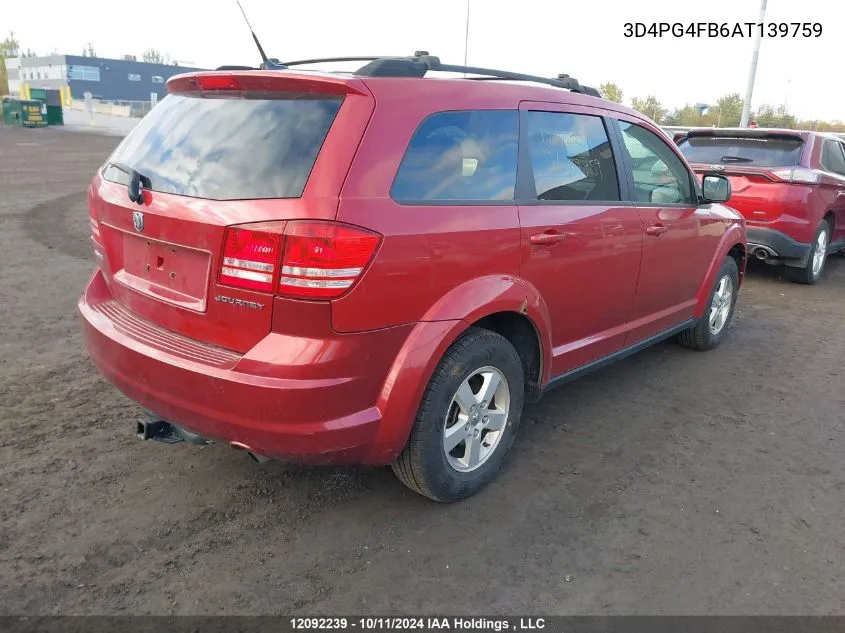 2010 Dodge Journey Se VIN: 3D4PG4FB6AT139759 Lot: 12092239