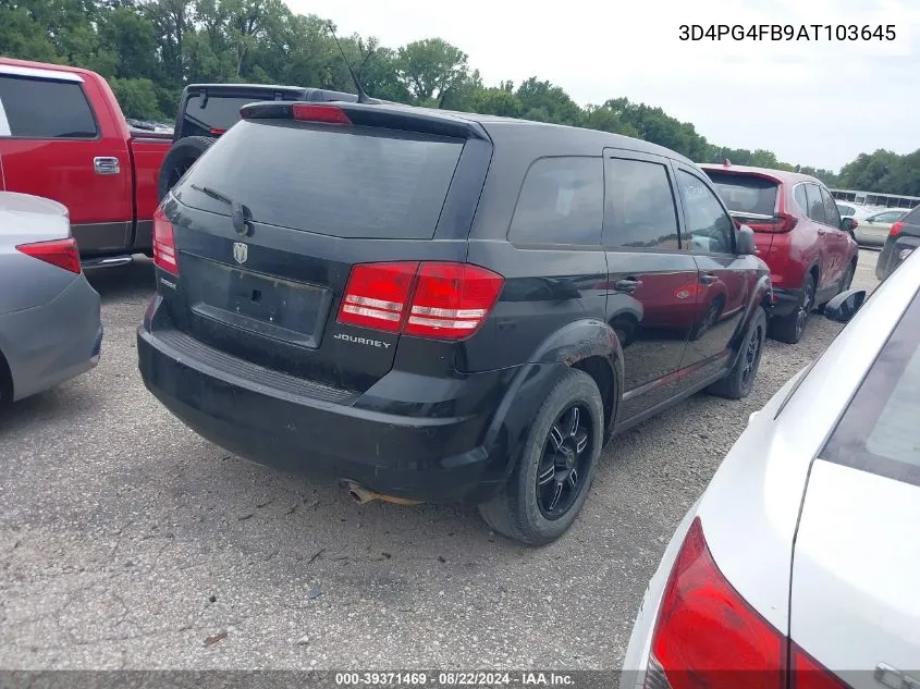 2010 Dodge Journey Se VIN: 3D4PG4FB9AT103645 Lot: 39371469