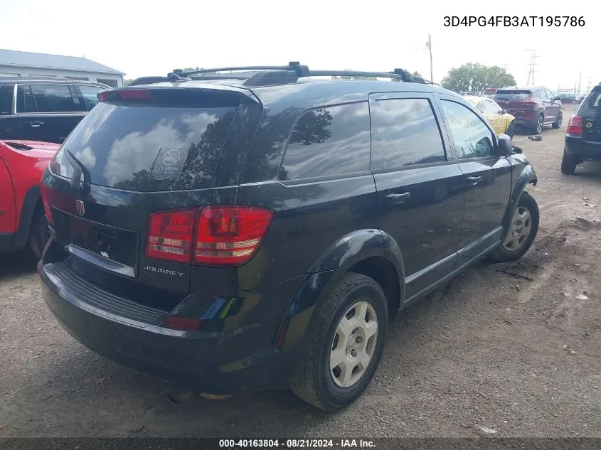 2010 Dodge Journey Se VIN: 3D4PG4FB3AT195786 Lot: 40163804