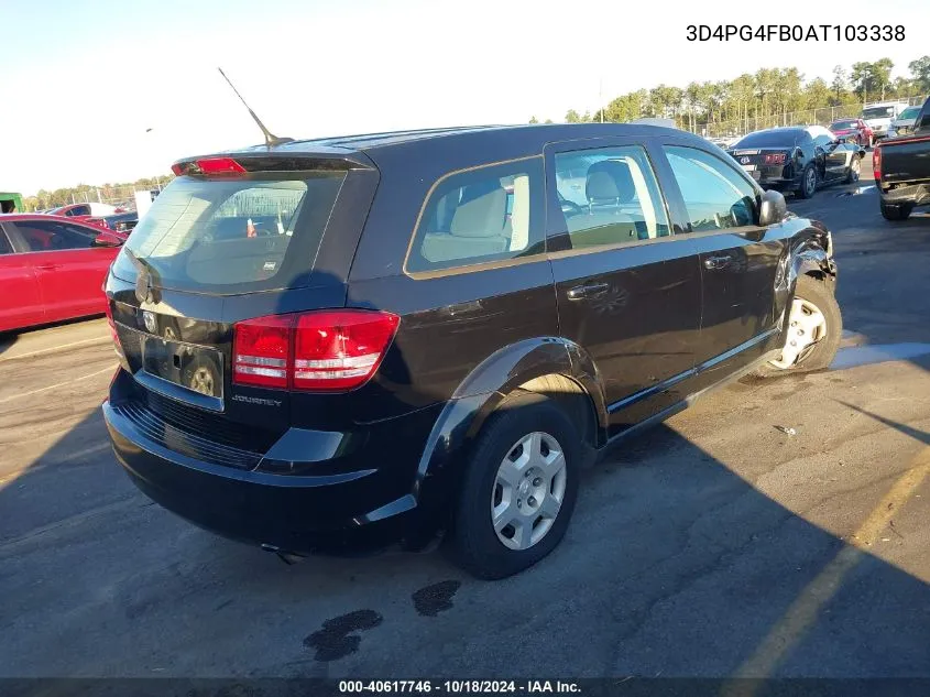 2010 Dodge Journey Se VIN: 3D4PG4FB0AT103338 Lot: 40617746