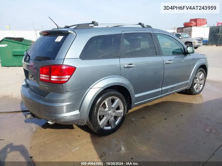 2010 Dodge Journey R/T VIN: 3D4PH6FV4AT243959 Lot: 40643593