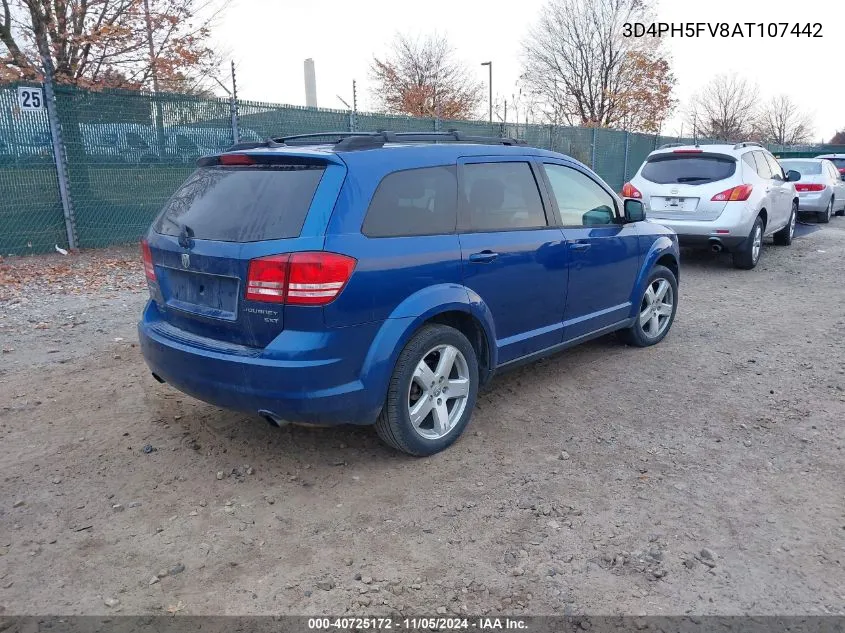 2010 Dodge Journey Sxt VIN: 3D4PH5FV8AT107442 Lot: 40725172