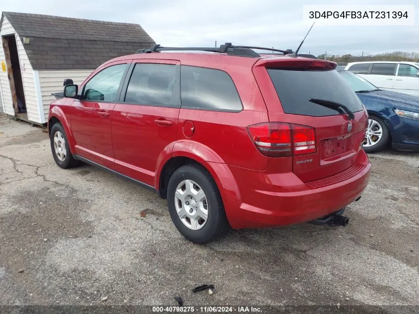 2010 Dodge Journey Se VIN: 3D4PG4FB3AT231394 Lot: 40798275