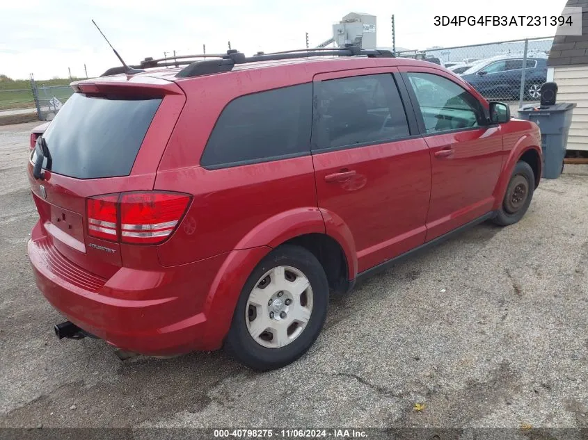 2010 Dodge Journey Se VIN: 3D4PG4FB3AT231394 Lot: 40798275