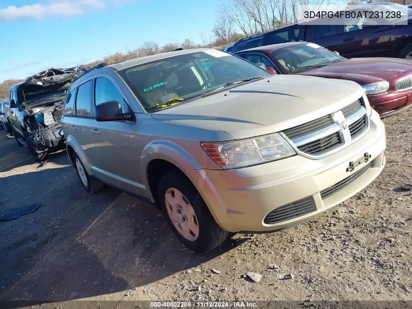 2010 Dodge Journey Se VIN: 3D4PG4FB0AT231238 Lot: 40802288