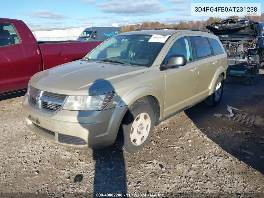 2010 Dodge Journey Se VIN: 3D4PG4FB0AT231238 Lot: 40802288