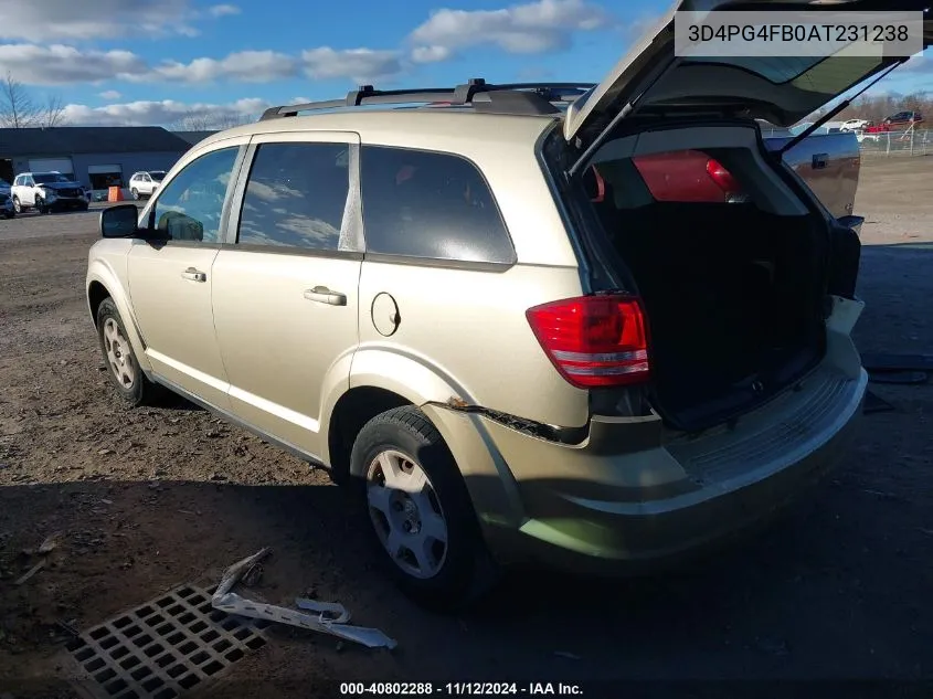 2010 Dodge Journey Se VIN: 3D4PG4FB0AT231238 Lot: 40802288