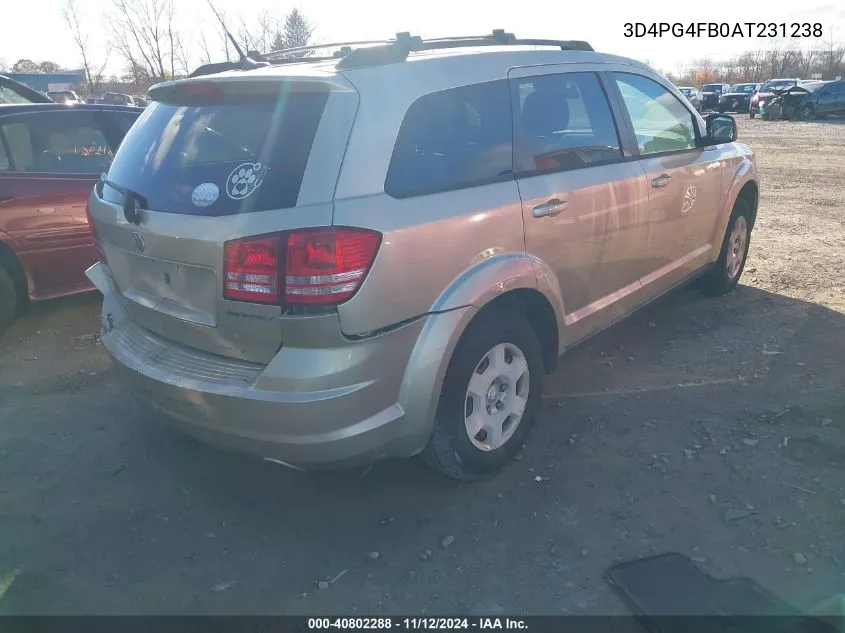 2010 Dodge Journey Se VIN: 3D4PG4FB0AT231238 Lot: 40802288