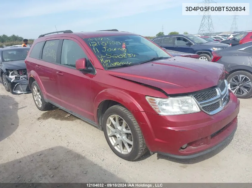 2011 Dodge Journey Sxt VIN: 3D4PG5FG0BT520834 Lot: 12104032