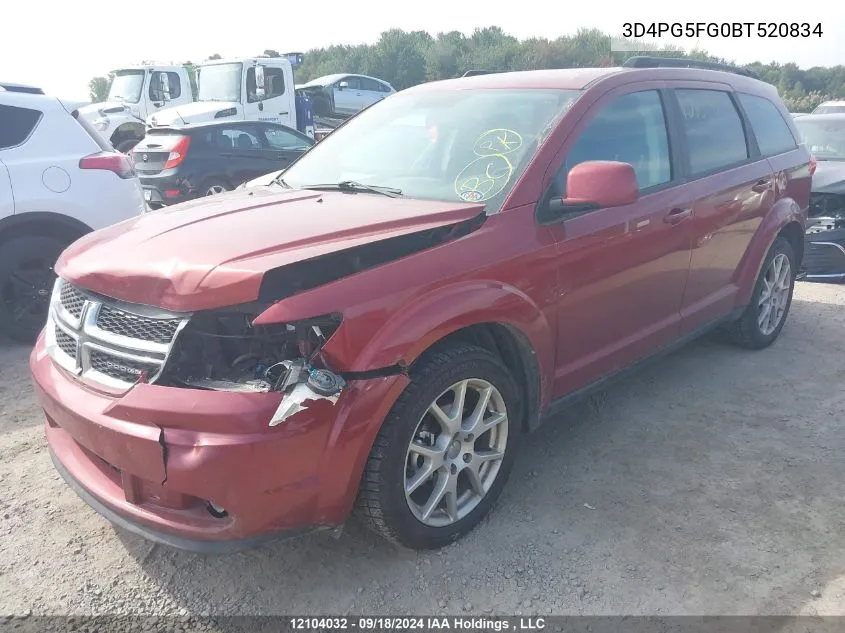 2011 Dodge Journey Sxt VIN: 3D4PG5FG0BT520834 Lot: 12104032