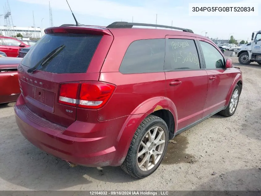 2011 Dodge Journey Sxt VIN: 3D4PG5FG0BT520834 Lot: 12104032