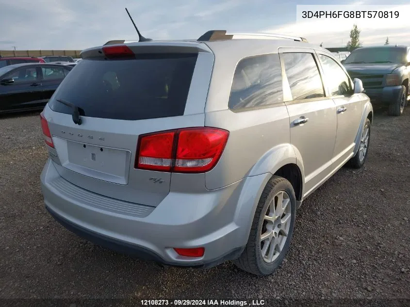 2011 Dodge Journey R/T VIN: 3D4PH6FG8BT570819 Lot: 12108273