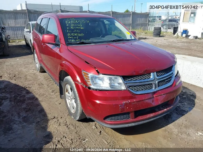 2011 Dodge Journey Express VIN: 3D4PG4FBXBT549742 Lot: 12112457