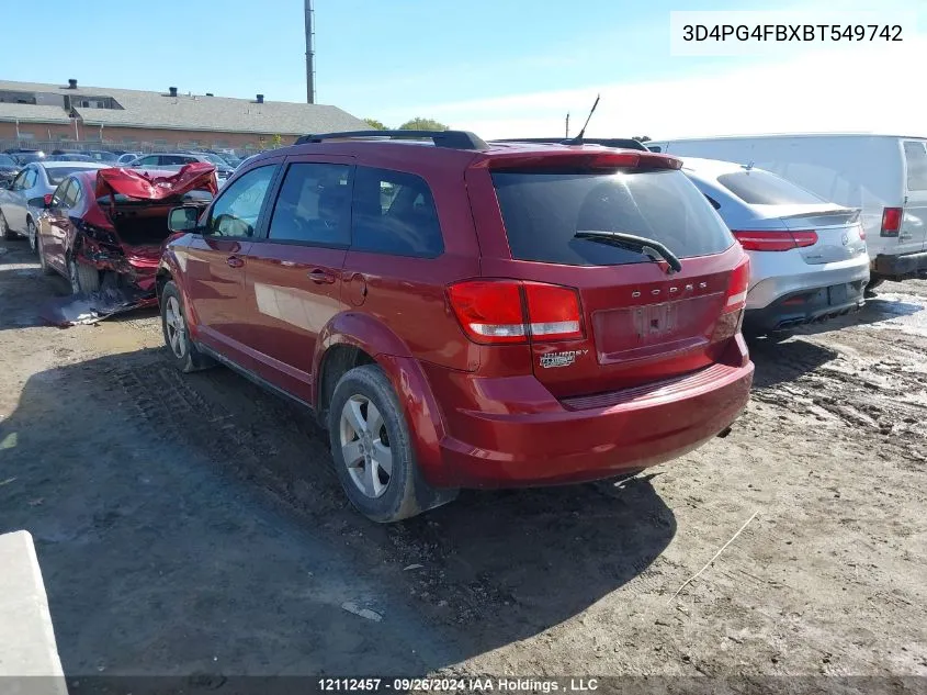 2011 Dodge Journey Express VIN: 3D4PG4FBXBT549742 Lot: 12112457