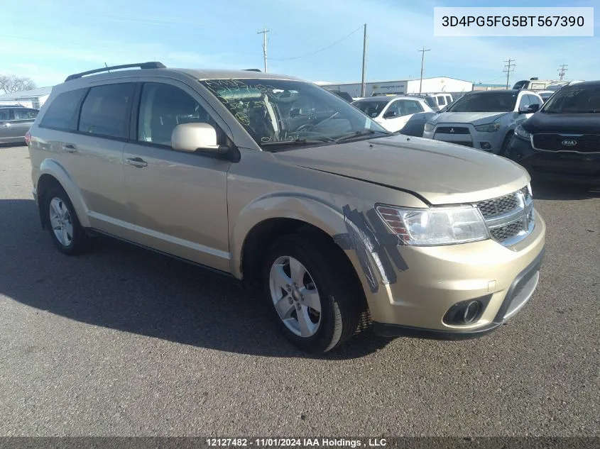 2011 Dodge Journey Sxt VIN: 3D4PG5FG5BT567390 Lot: 12127482