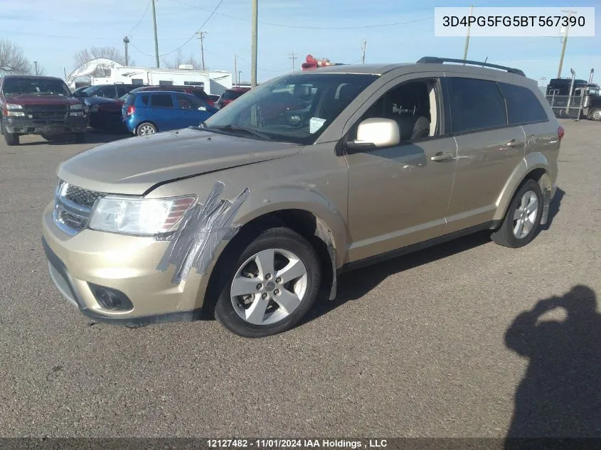 2011 Dodge Journey Sxt VIN: 3D4PG5FG5BT567390 Lot: 12127482