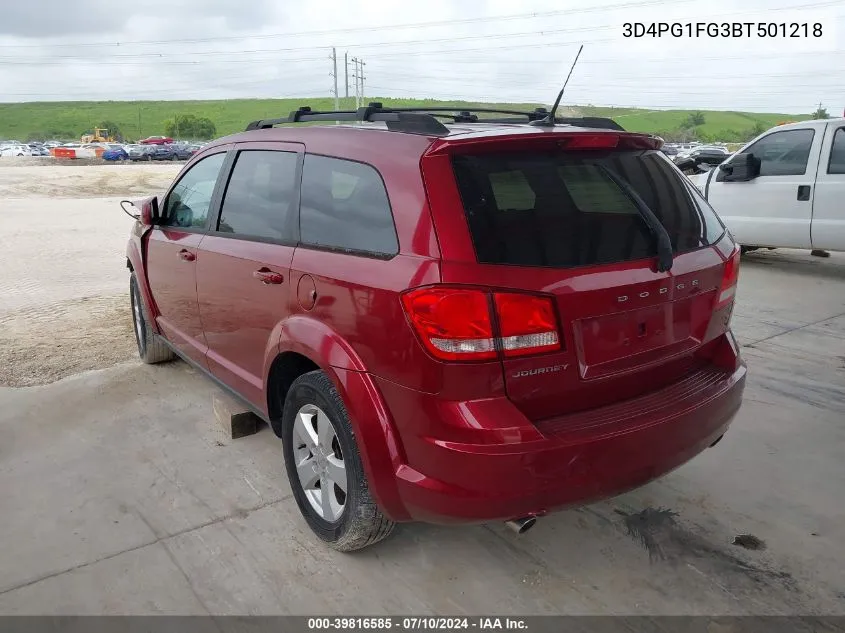 2011 Dodge Journey Mainstreet VIN: 3D4PG1FG3BT501218 Lot: 39816585