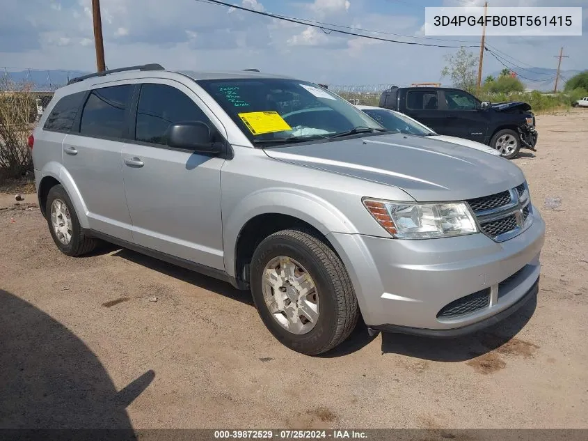 2011 Dodge Journey Express VIN: 3D4PG4FB0BT561415 Lot: 39872529