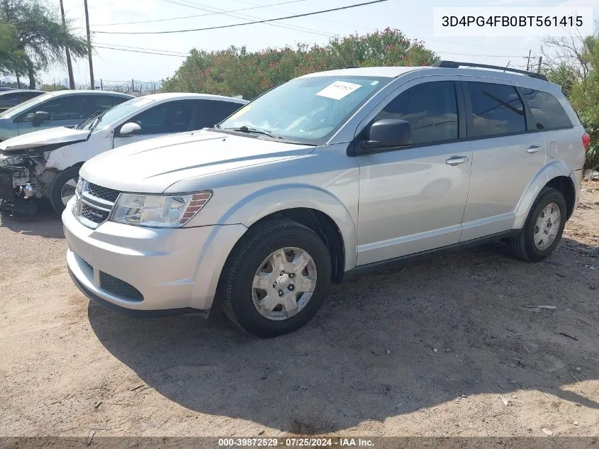 2011 Dodge Journey Express VIN: 3D4PG4FB0BT561415 Lot: 39872529