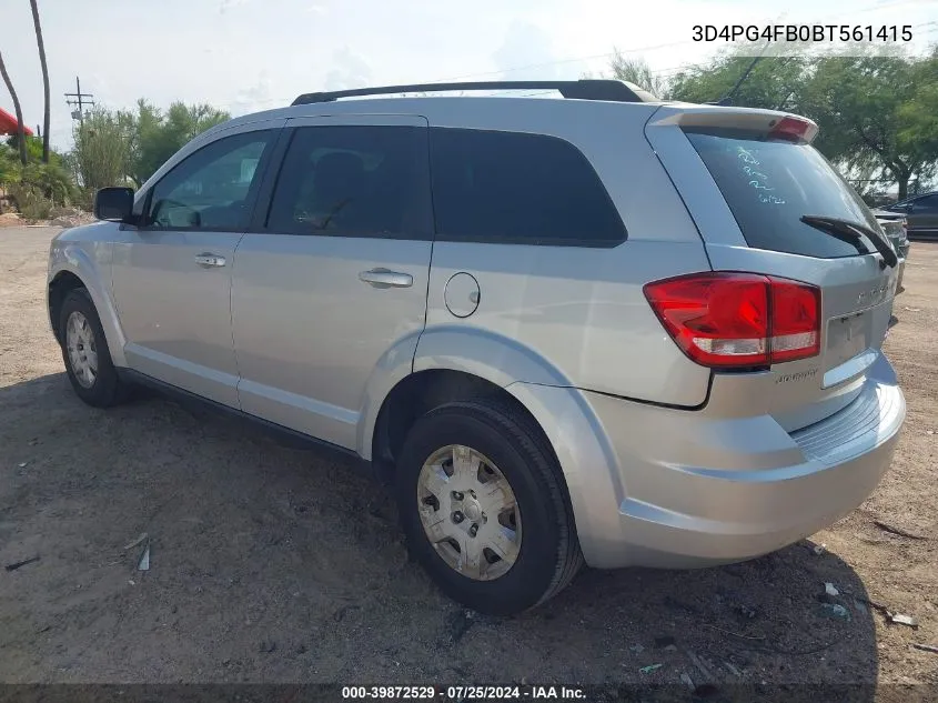 2011 Dodge Journey Express VIN: 3D4PG4FB0BT561415 Lot: 39872529