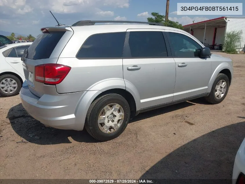 2011 Dodge Journey Express VIN: 3D4PG4FB0BT561415 Lot: 39872529