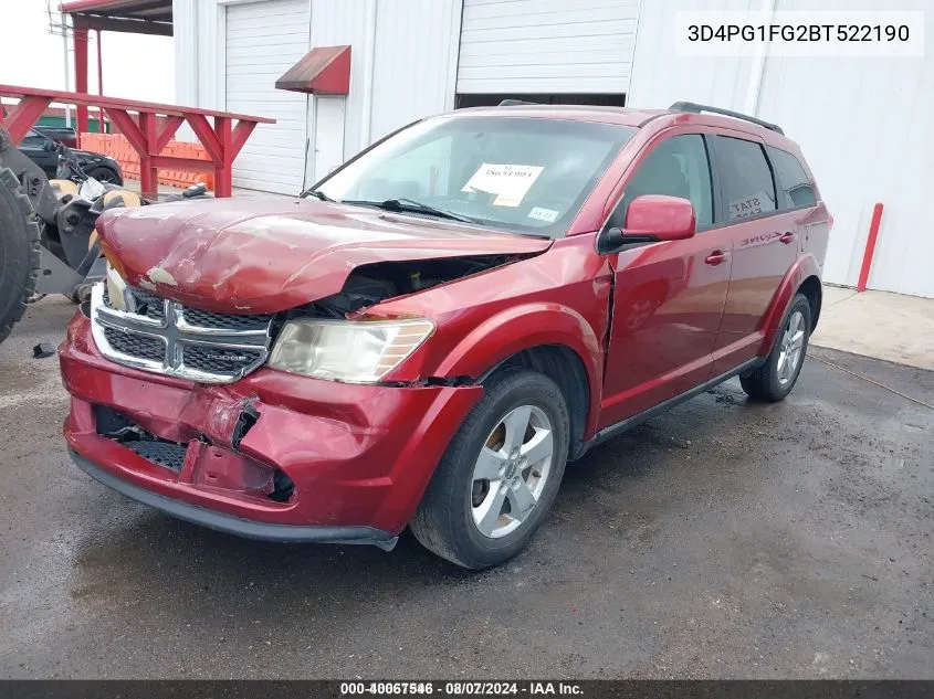 2011 Dodge Journey Mainstreet VIN: 3D4PG1FG2BT522190 Lot: 40067546