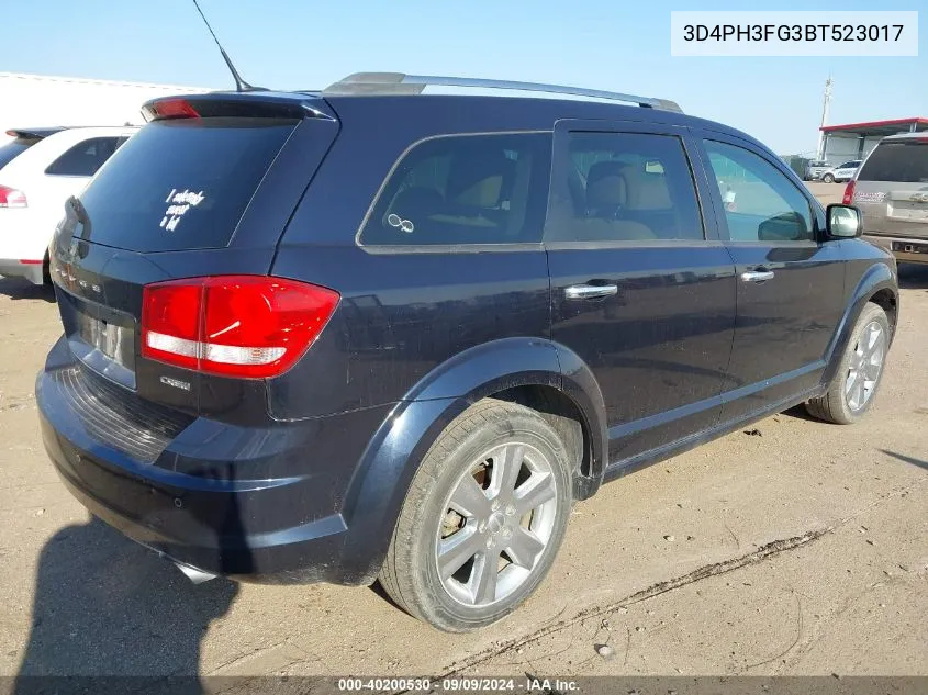 2011 Dodge Journey Crew VIN: 3D4PH3FG3BT523017 Lot: 40200530