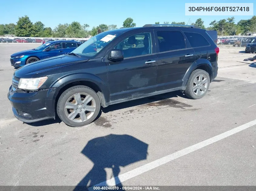 2011 Dodge Journey R/T VIN: 3D4PH6FG6BT527418 Lot: 40246070