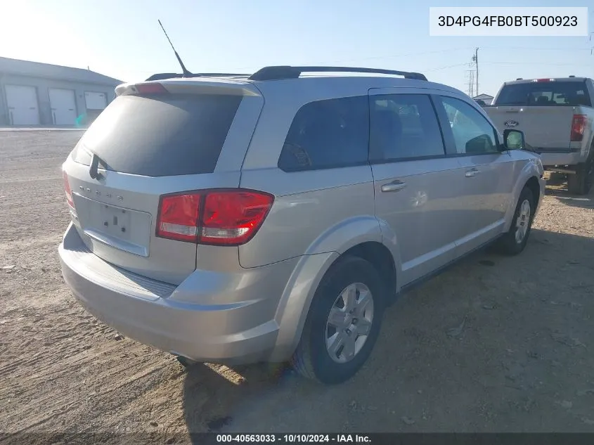 2011 Dodge Journey Express VIN: 3D4PG4FB0BT500923 Lot: 40563033