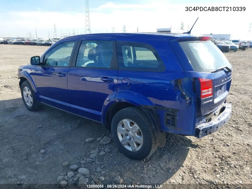 2012 Dodge Journey Se VIN: 3C4PDCAB8CT210339 Lot: 12080055