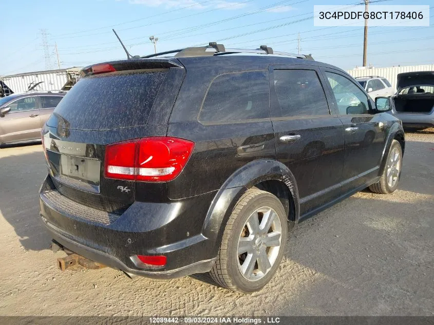 2012 Dodge Journey R/T VIN: 3C4PDDFG8CT178406 Lot: 12089442