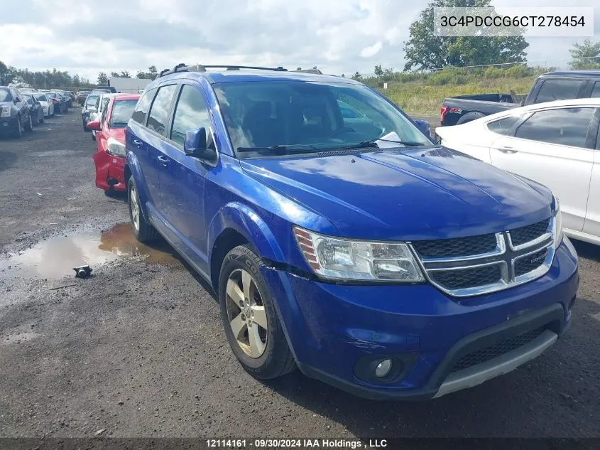 2012 Dodge Journey Sxt VIN: 3C4PDCCG6CT278454 Lot: 12114161