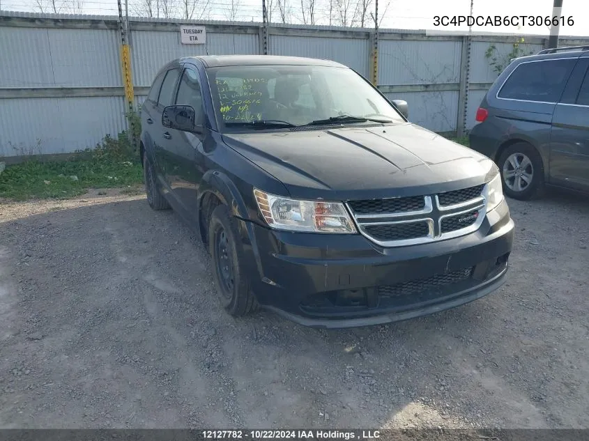 2012 Dodge Journey VIN: 3C4PDCAB6CT306616 Lot: 12127782