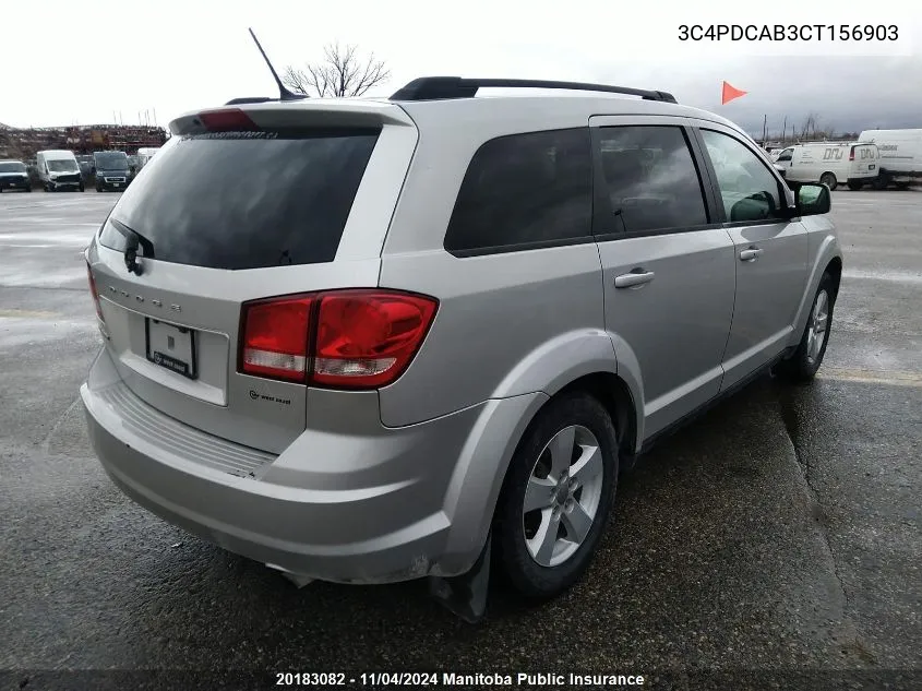 2012 Dodge Journey Se VIN: 3C4PDCAB3CT156903 Lot: 20183082