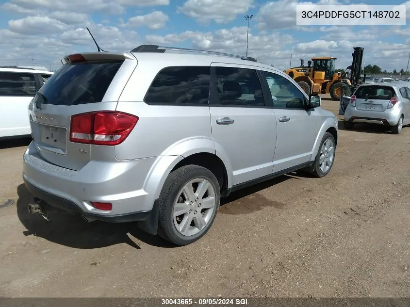 2012 Dodge Journey R/T VIN: 3C4PDDFG5CT148702 Lot: 30043665