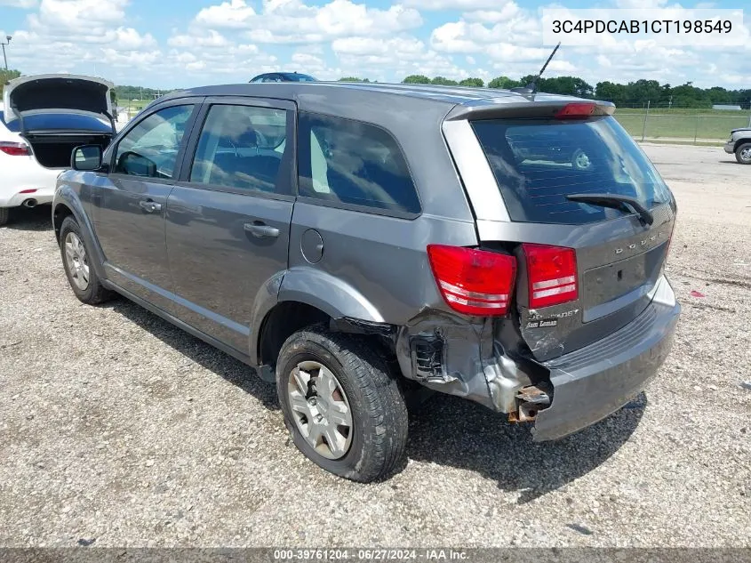 2012 Dodge Journey Se/Avp VIN: 3C4PDCAB1CT198549 Lot: 39761204