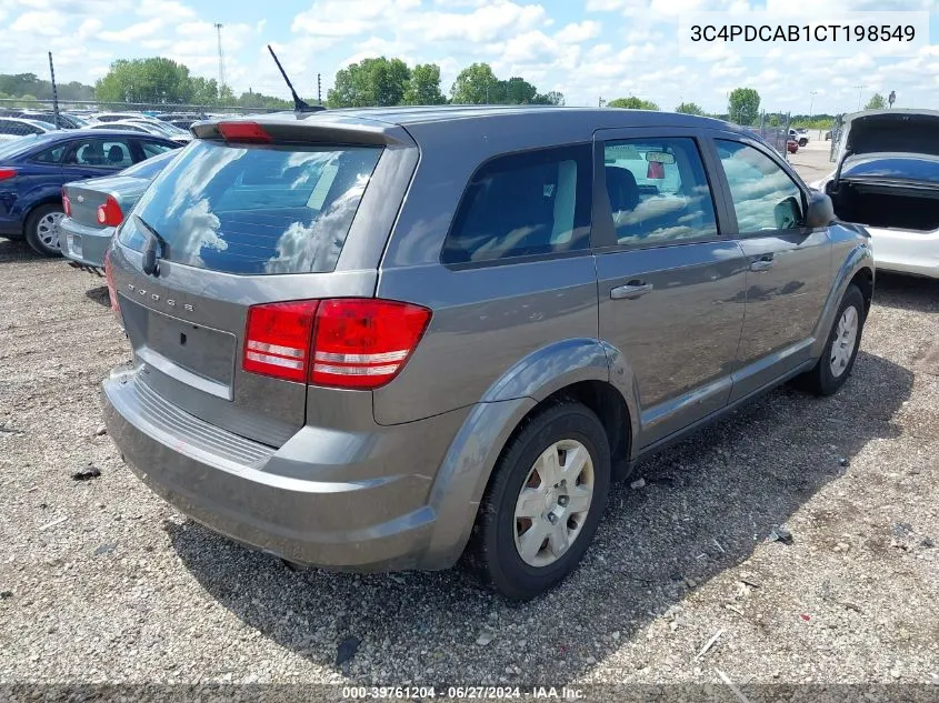 2012 Dodge Journey Se/Avp VIN: 3C4PDCAB1CT198549 Lot: 39761204