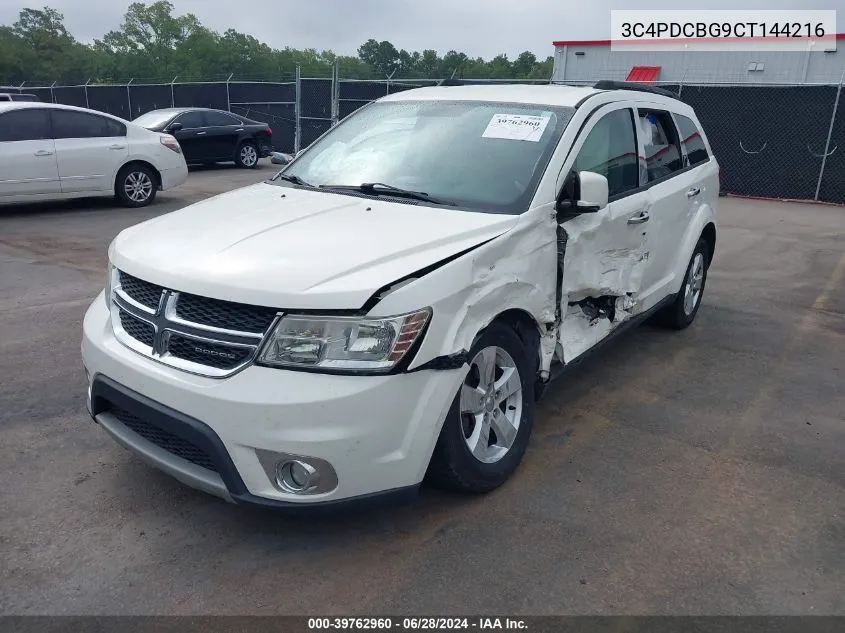 2012 Dodge Journey Sxt VIN: 3C4PDCBG9CT144216 Lot: 39762960