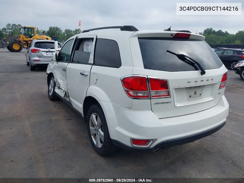 2012 Dodge Journey Sxt VIN: 3C4PDCBG9CT144216 Lot: 39762960