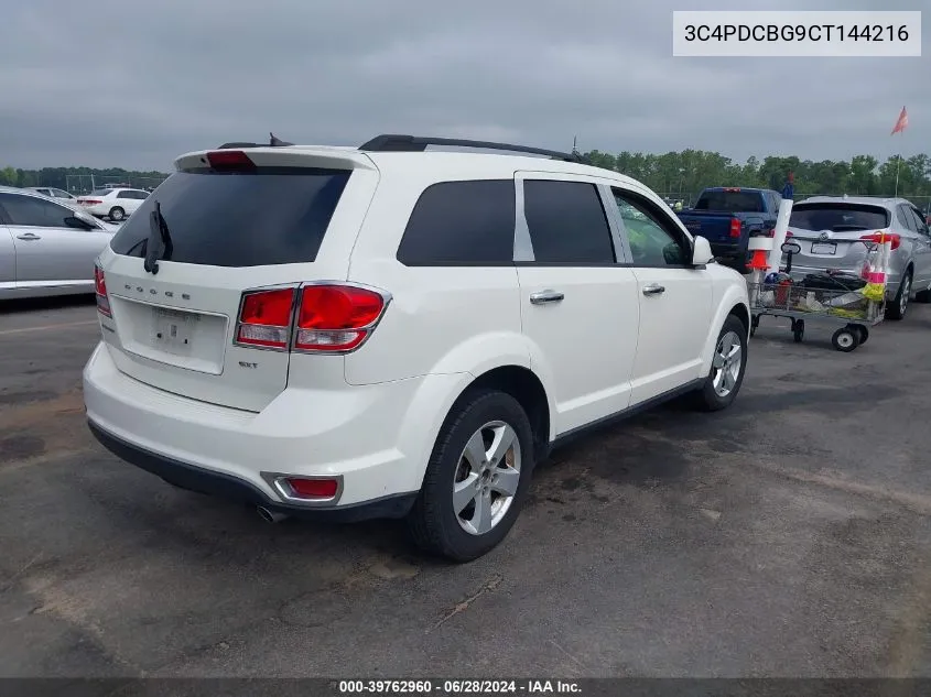 2012 Dodge Journey Sxt VIN: 3C4PDCBG9CT144216 Lot: 39762960