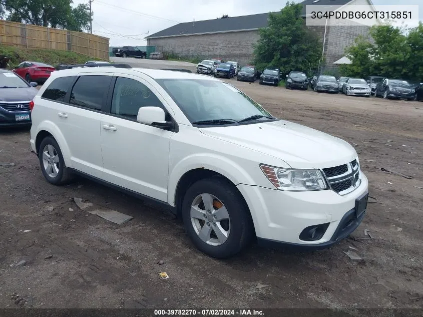 2012 Dodge Journey Sxt VIN: 3C4PDDBG6CT315851 Lot: 39782270