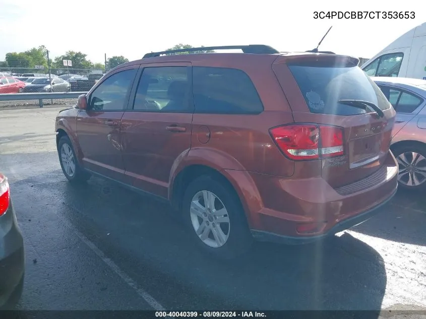 2012 Dodge Journey Sxt VIN: 3C4PDCBB7CT353653 Lot: 40040399