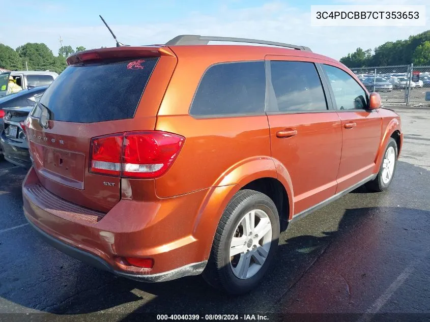 2012 Dodge Journey Sxt VIN: 3C4PDCBB7CT353653 Lot: 40040399