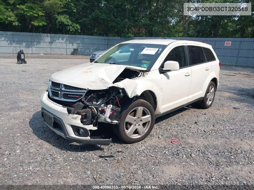 2012 Dodge Journey Sxt VIN: 3C4PDDBG3CT320568 Lot: 40096333