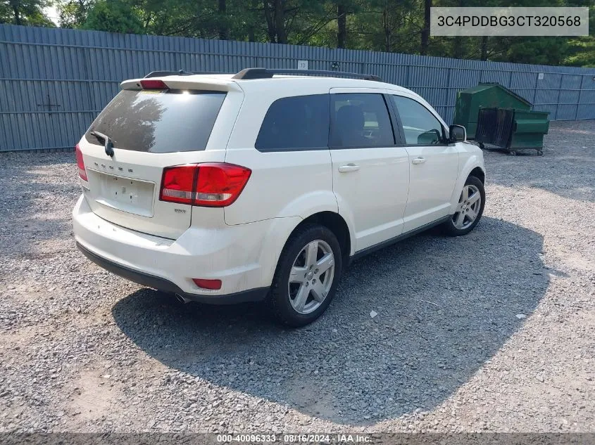 2012 Dodge Journey Sxt VIN: 3C4PDDBG3CT320568 Lot: 40096333