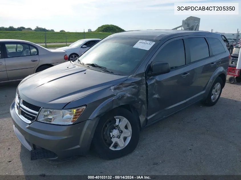 2012 Dodge Journey Se/Avp VIN: 3C4PDCAB4CT205350 Lot: 40103132