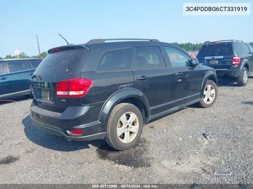 2012 Dodge Journey Sxt VIN: 3C4PDDBG6CT331919 Lot: 40112998