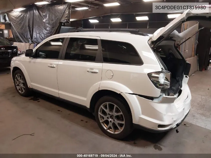 2012 Dodge Journey R/T VIN: 3C4PDDEG1CT315980 Lot: 40169719