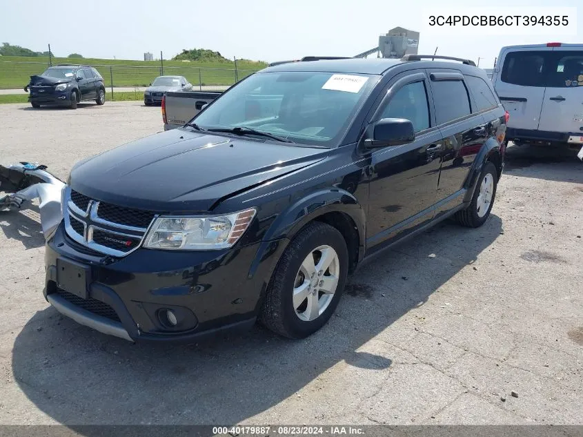 2012 Dodge Journey Sxt VIN: 3C4PDCBB6CT394355 Lot: 40179887