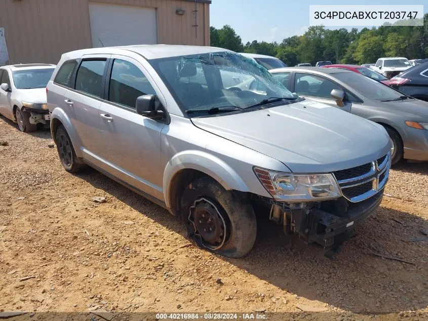 2012 Dodge Journey Se/Avp VIN: 3C4PDCABXCT203747 Lot: 40216984